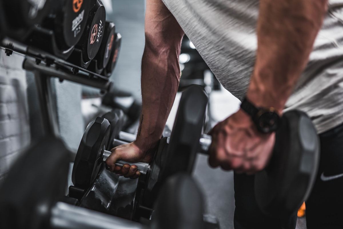 Weight training bench in a gym