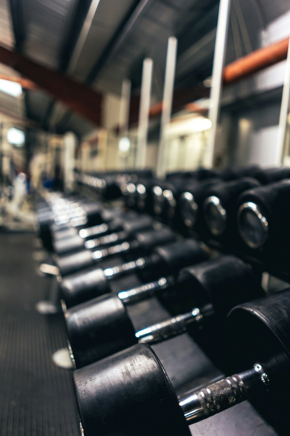 Weight plates in a gym setting